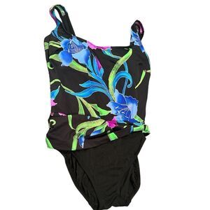 Robby Len One Piece Swimsuit Size 14 Plus Size Tropical